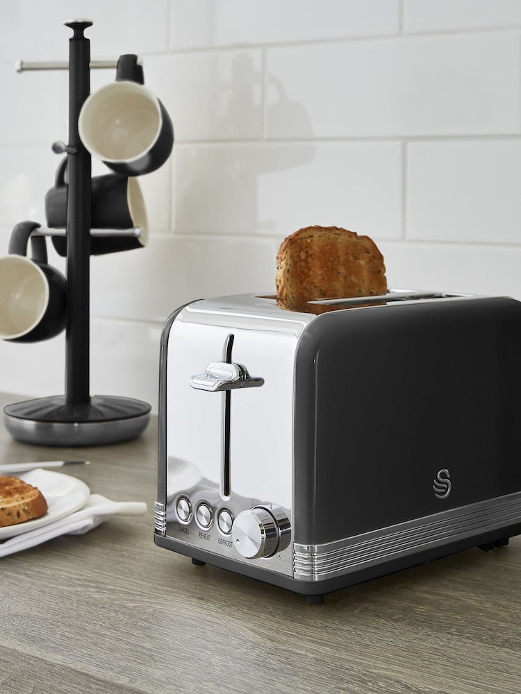 Swan Black 2 Slice Retro Black Toaster - Image 1 of 4