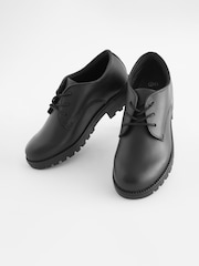 Black Standard Fit (F) School Leather Lace-Up Shoes - Image 1 of 6