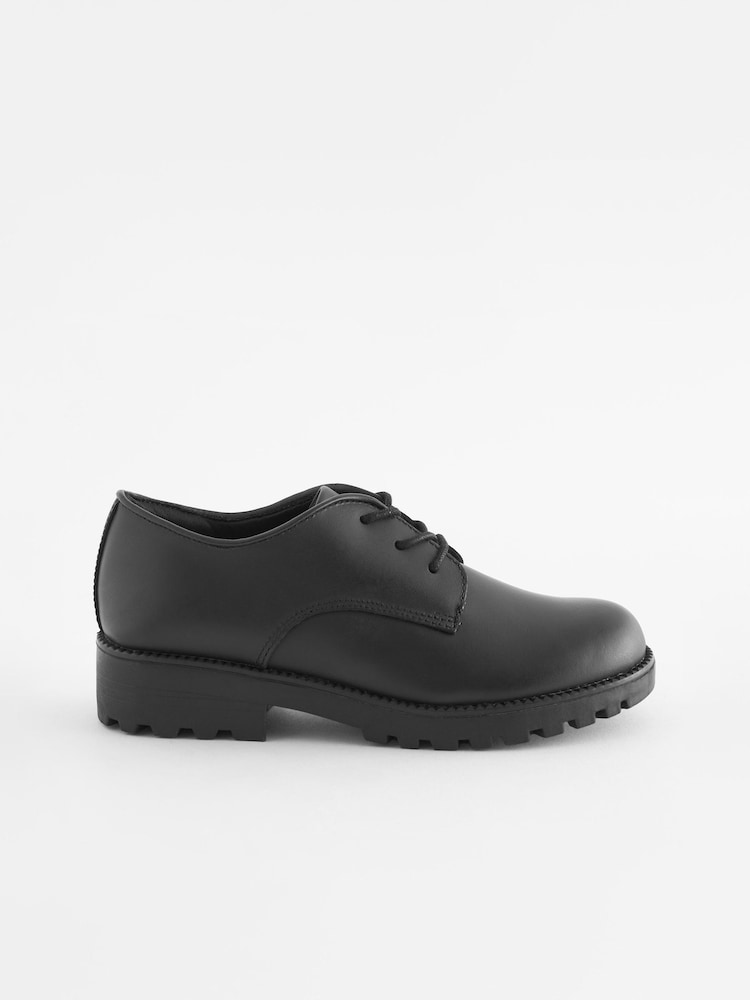 Black Standard Fit (F) School Leather Lace-Up Shoes - Image 2 of 6