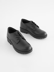 Black Standard Fit (F) School Leather Lace-Up Shoes - Image 3 of 6