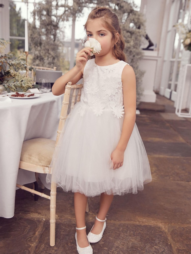 White Floral Lace Occasion Dress (3-16yrs) - Image 1 of 6