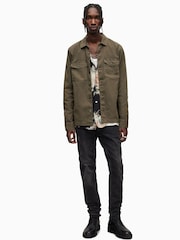 AllSaints Green 100% Cotton Spotter Military Shirt - Image 4 of 8