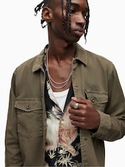 AllSaints Green 100% Cotton Spotter Military Shirt - Image 6 of 8
