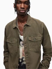 AllSaints Green 100% Cotton Spotter Military Shirt - Image 7 of 8