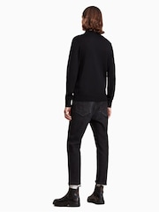 AllSaints Black Mode Merino Long Sleeve Polo Shirt - Image 2 of 5