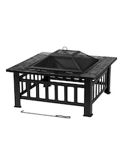 Tepro Black Garden Large Glenview Square Log Fire Pit - Image 1 of 6