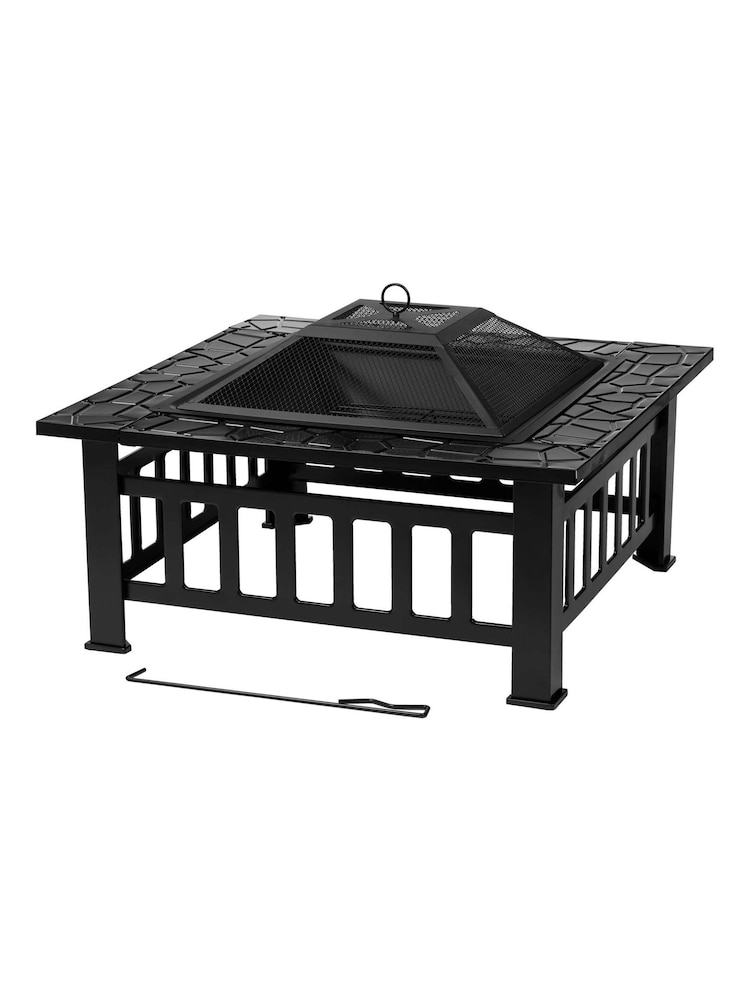Tepro Black Garden Large Glenview Square Log Fire Pit - Image 1 of 6