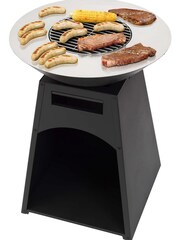 Tepro Black Garden Waco Log Fireplace with Steel Plancha Ring and Log Store - Image 3 of 7