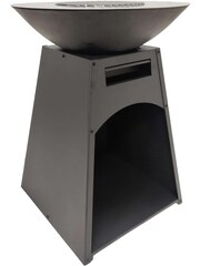 Tepro Black Garden Waco Log Fireplace with Steel Plancha Ring and Log Store - Image 6 of 7