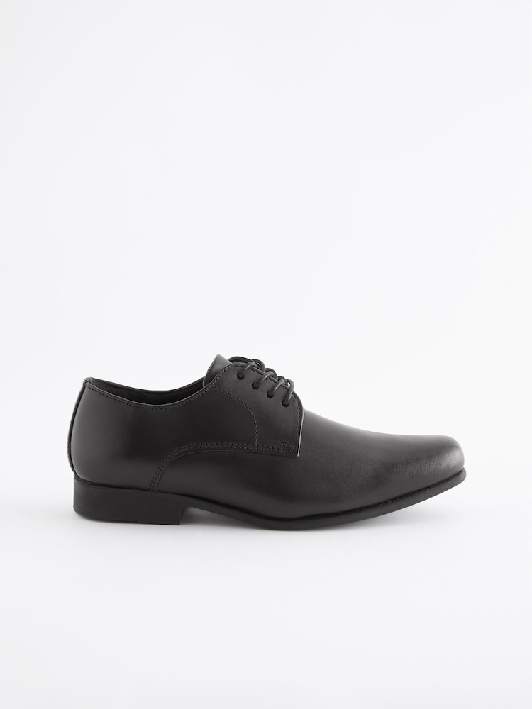 Black Wide Fit (G) School Leather Lace Up Shoes - Image 2 of 9