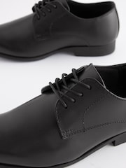 Black Wide Fit (G) School Leather Lace Up Shoes - Image 8 of 9