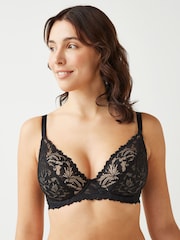 Black DD+ Non Pad Plunge A-E Lace Ultimate Comfort Bra - Image 1 of 1