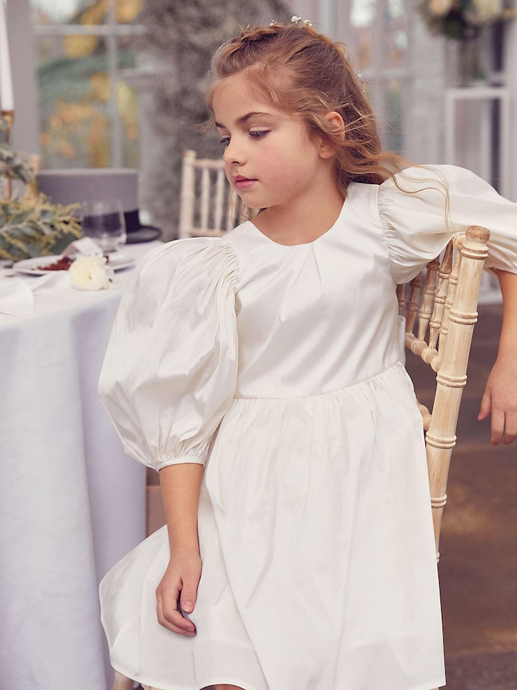 Cream Puff Sleeve Taffeta Dress (3-16yrs) - Image 1 of 4 Cream Puff Sleeve Taffeta Dress (3-16yrs) - Image 1 of 4