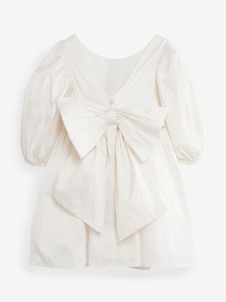 Cream Puff Sleeve Taffeta Dress (3-16yrs) - Image 2 of 4 Cream Puff Sleeve Taffeta Dress (3-16yrs) - Image 2 of 4