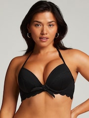 Hunkemöller Black Scallop Push Up Bikini Top - Image 1 of 5