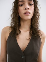 Mango Brown Halterneck Waistcoat - Image 4 of 7