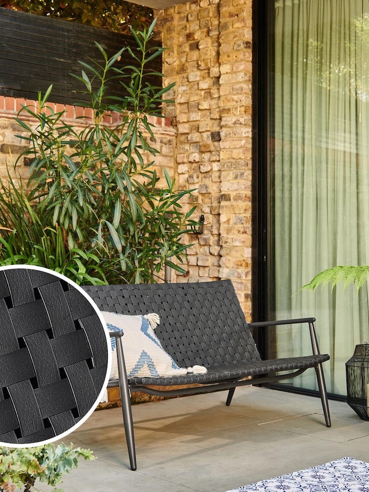 Black Stockholm Garden 2 Seat Sofa Bench - Image 1 of 6