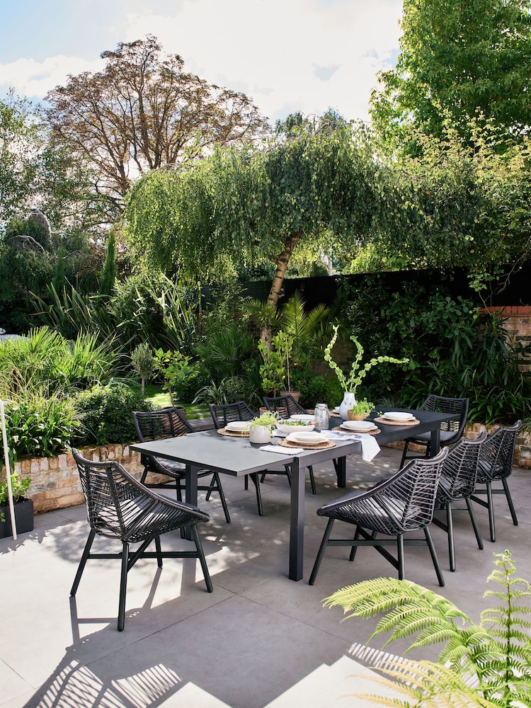 Black Helsinki Garden 8 to10 Seat Extending Dining Set - Image 1 of 10