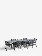 Black Helsinki Garden 8 to10 Seat Extending Dining Set - Image 5 of 10