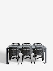 Black Helsinki Garden 8 to10 Seat Extending Dining Set - Image 6 of 10