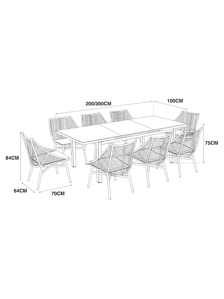 Black Helsinki Garden 8 to10 Seat Extending Dining Set - Image 10 of 10