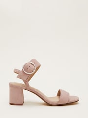 Phase Eight Pink Suede Buckle Heeled Sandals - Image 3 of 7
