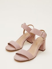 Phase Eight Pink Suede Buckle Heeled Sandals - Image 4 of 7