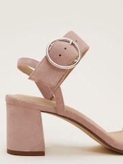 Phase Eight Pink Suede Buckle Heeled Sandals - Image 6 of 7