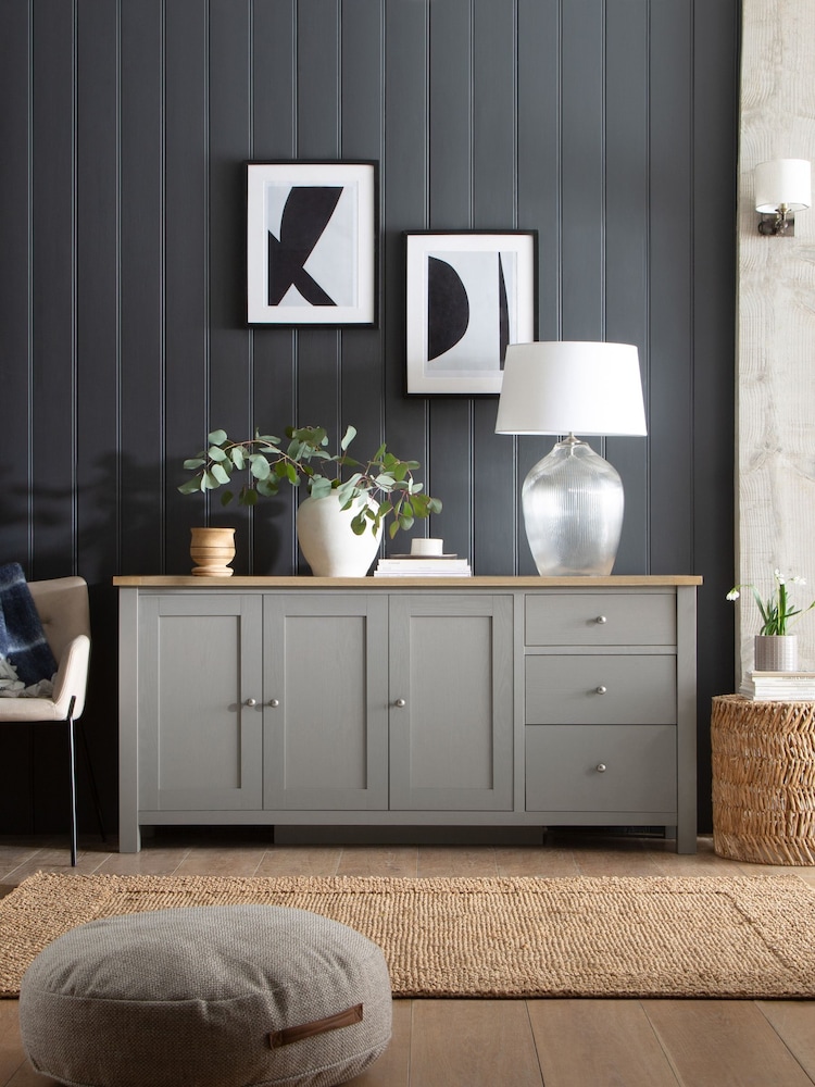 Dove Grey Malvern Oak Effect Extra Large Sideboard - Image 1 of 9