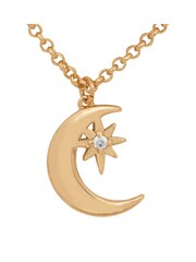 Caramel Jewellery London Gold Tone Moon & Star Double Layer Necklace - Image 6 of 7