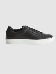 Reiss Black Finley Leather Trainers - Image 2 of 7