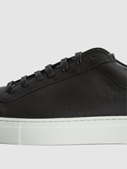 Reiss Black Finley Leather Trainers - Image 6 of 7