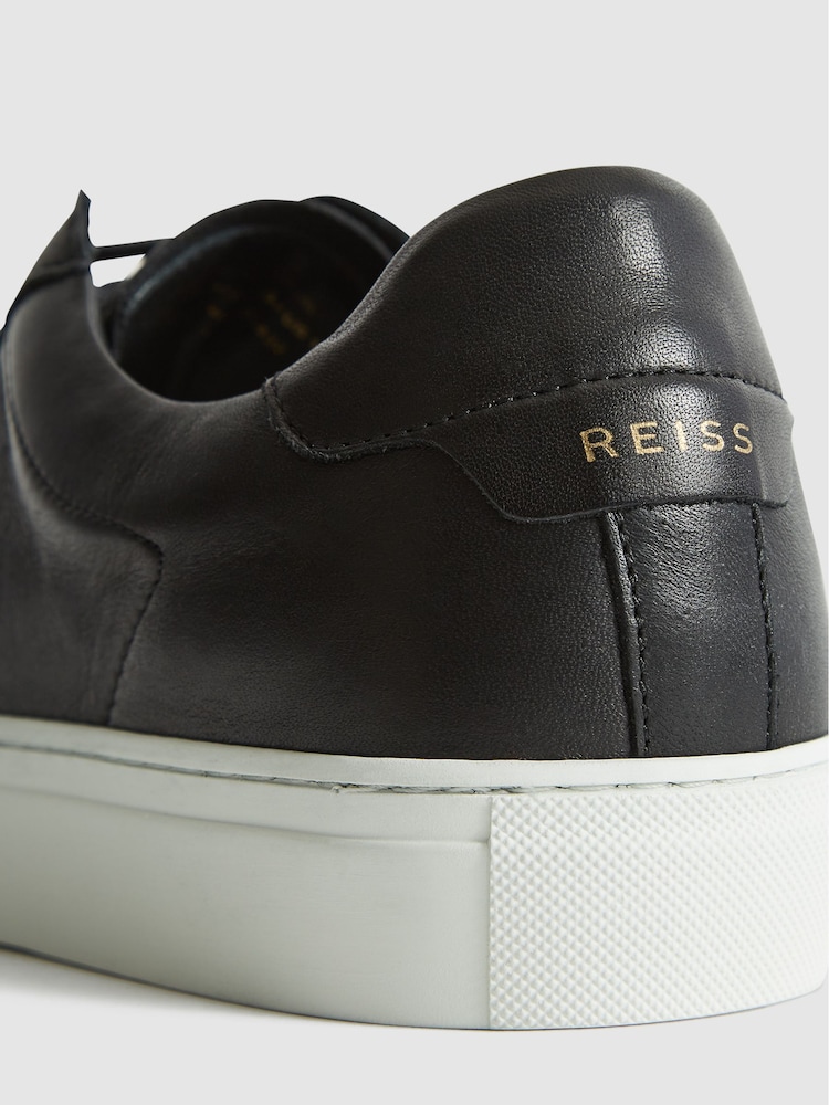 Reiss Black Finley Leather Trainers - Image 7 of 7
