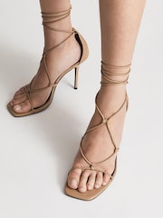 Reiss Biscuit Kali High Leather Strappy Wrap Sandals - Image 2 of 6
