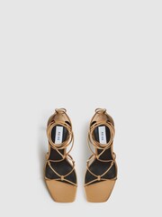 Reiss Biscuit Kali High Leather Strappy Wrap Sandals - Image 3 of 6