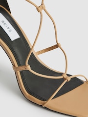 Reiss Biscuit Kali High Leather Strappy Wrap Sandals - Image 4 of 6