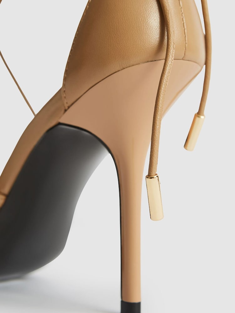 Reiss Biscuit Kali High Leather Strappy Wrap Sandals - Image 6 of 6
