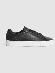 Reiss Black Finley Leather Contrast Sole Trainers - Image 2 of 6
