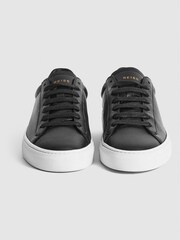 Reiss Black Finley Leather Contrast Sole Trainers - Image 4 of 6