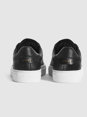 Reiss Black Finley Leather Contrast Sole Trainers - Image 5 of 6