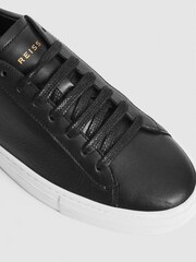 Reiss Black Finley Leather Contrast Sole Trainers - Image 6 of 6
