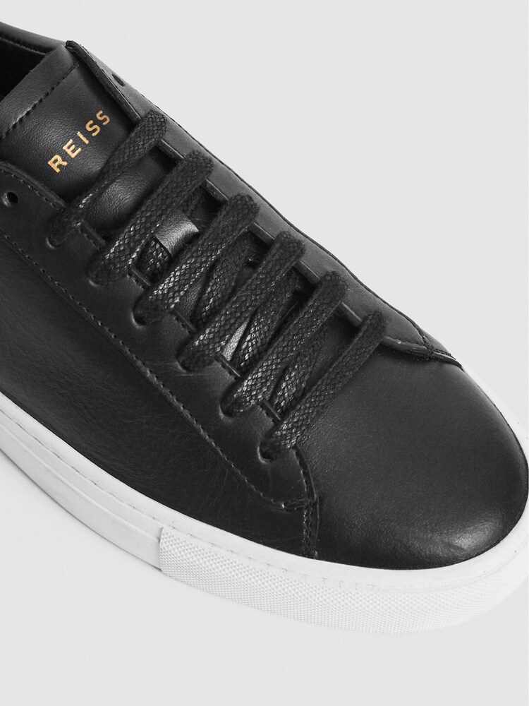 Reiss Black Finley Leather Contrast Sole Trainers - Image 6 of 6