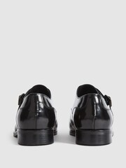 Reiss Black Rivington High Shine Leather Monk Strap Shoes - Image 5 of 7