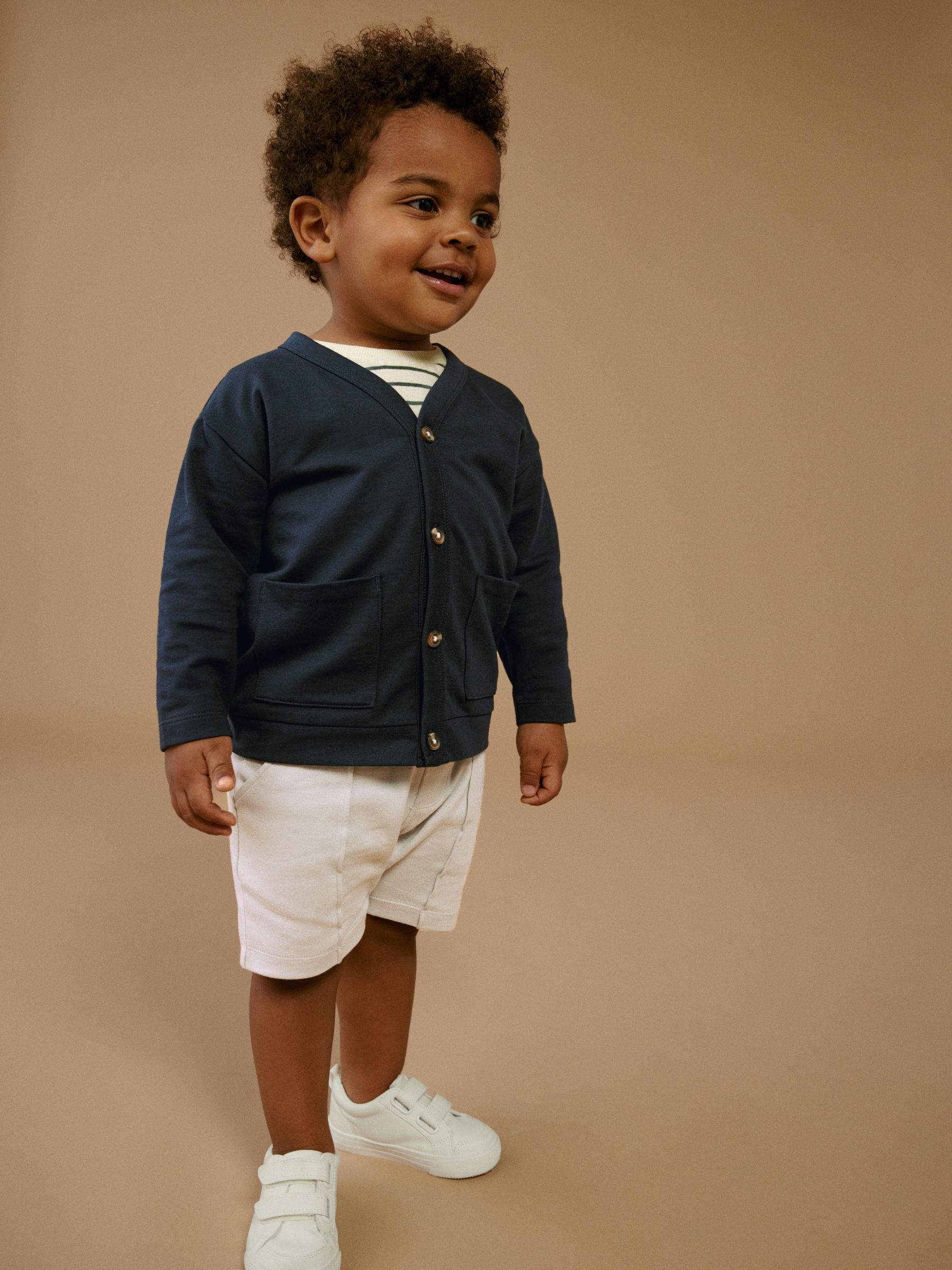 Buy Navy Blue Stone Brown Jersey Cardigan And Joggers 3 Piece Set 3mths 7yrs from Next Luxembourg