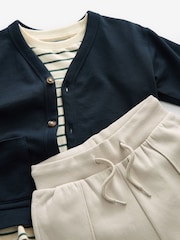 Marineblau/Steingrau Braun - 3-teiliges-Set mit Jersey-Strickjacke und Jogginghose (3 Monate bis 7 Jahre) - Bild 10 von 12