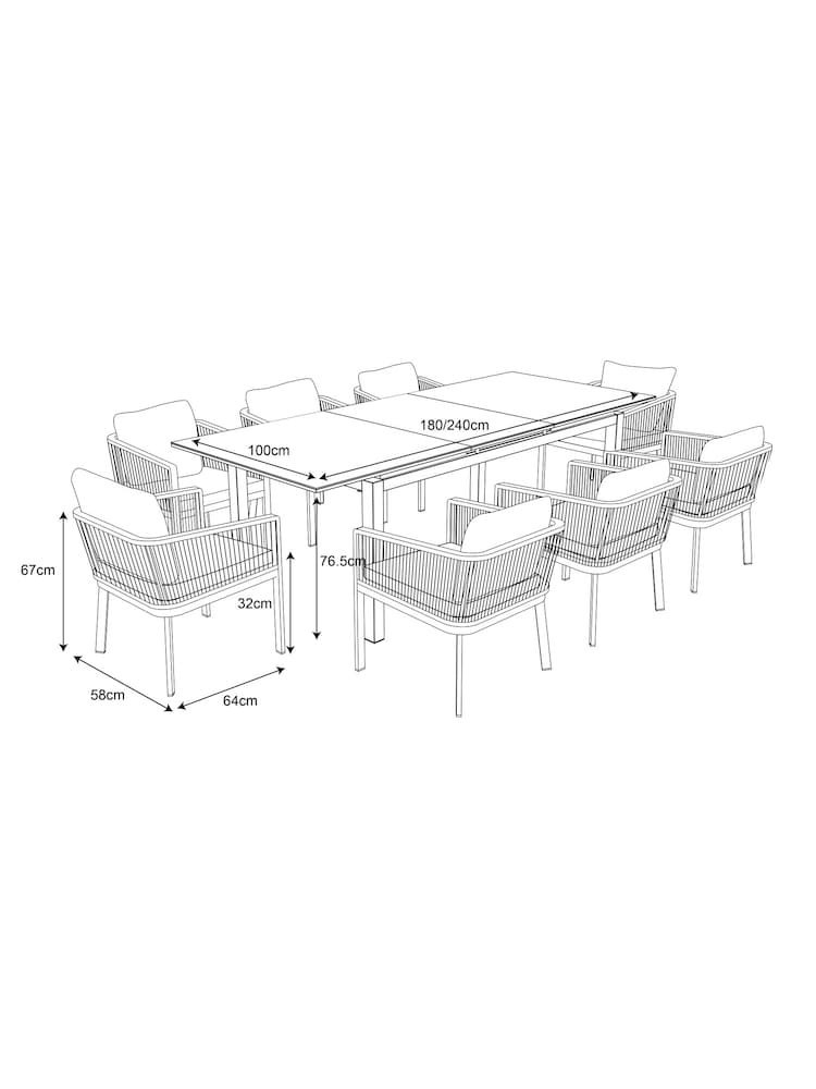 Grey Mauritius Garden 8 Seat Extending Dining Set - Image 12 of 12