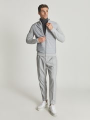 Reiss Grey Trainer Grey Hybrid Zip Up Quilted Jumper - Image 1 of 4
