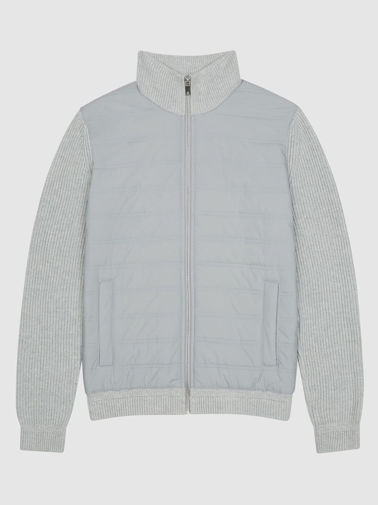 Reiss Grey Trainer Grey Hybrid Zip Up Quilted Jumper - Image 2 of 4