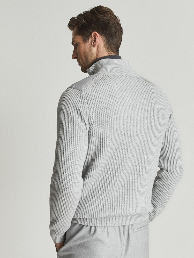 Reiss Grey Trainer Grey Hybrid Zip Up Quilted Jumper - Image 4 of 4