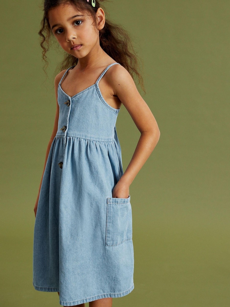 Blue Denim Strappy Dress (3-16yrs) - Image 1 of 6